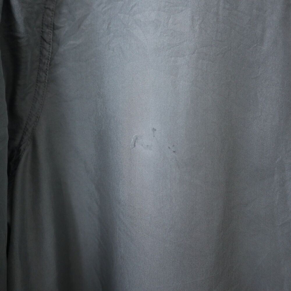 CLOSED Size L Silk Button Down Blouse Snap Epaulette Long Sleeve Dusty Olive - Picture 5 of 10